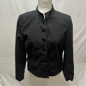 CHADWICKS Womens Linen Blend Jacket Blazer Black Size 10